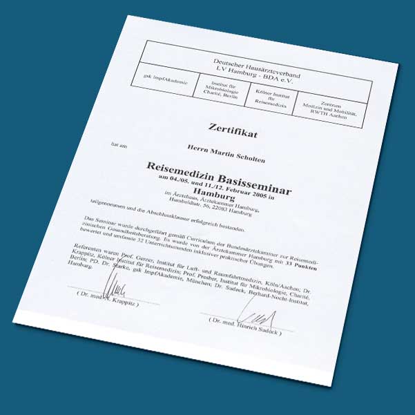 Zertifikat Deutscher Hausärzteverband 2005 Martin Scholten