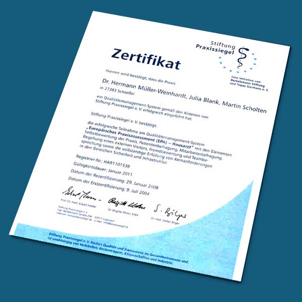 Zertifikat Stiftung Praxissiegel 2008