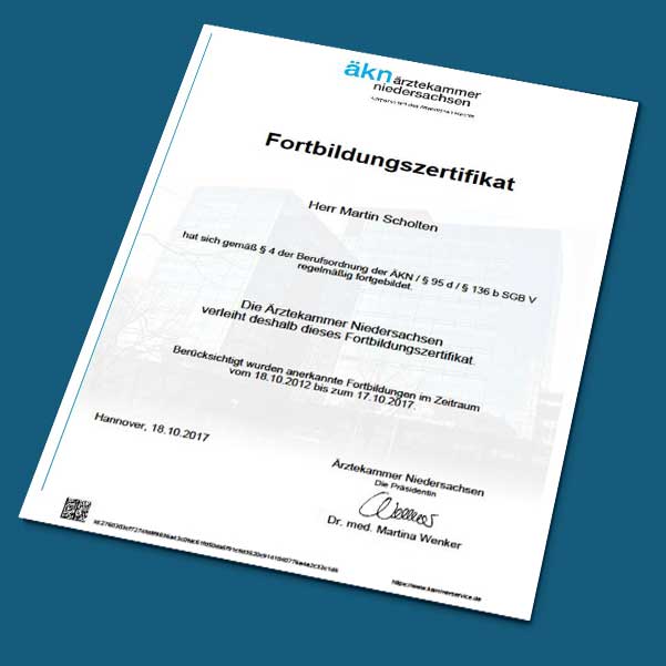 Zertifikat Fortbildung Martin Scholten
